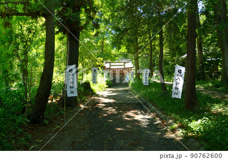 埼玉県熊谷市三ヶ尻八幡神社の参道 三の鳥居 埼玉県熊谷市三ヶ尻八幡神社の参道 三の鳥居 90762600