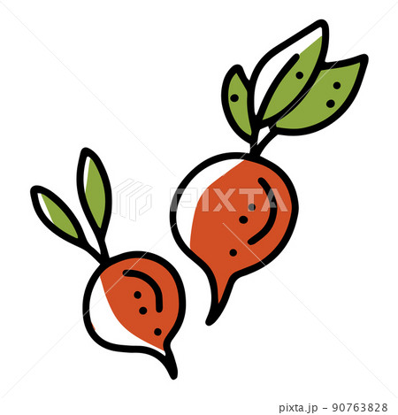 Radish autumn vegetable harvest, vector icon in doodle style 90763828