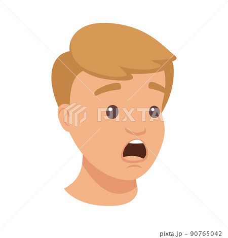 Handsome Man Character with Shocked Face Gasping Demonstrating Emotion Vector Illustration 90765042