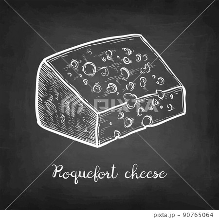 Roquefort cheese chalk sketch. 90765064