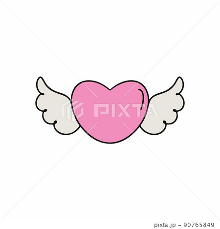 Cute pink heart with wings. Vector illustration for the day of all lovers. 90765849