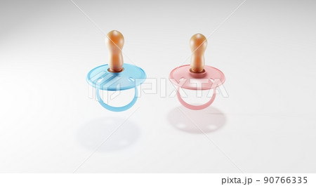 3d render. A pacifier for a boy and for a girl. An element for children's themes. 3d illustration 90766335