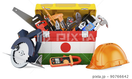Niger flag painted on the toolbox. Service, repair and construction in Niger, concept. 3D rendering 90766642