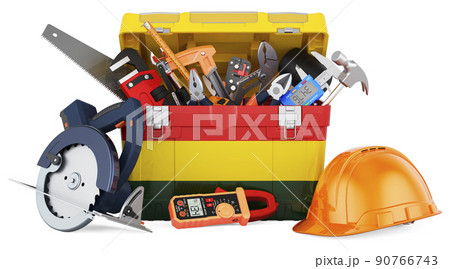 Bulgarian flag painted on the toolbox. Service, repair and construction in Bulgaria, concept. 3D rendering Bulgarian flag painted on the toolbox. Service, repair and construction in Bulgaria, concept. 3D rendering 90766743