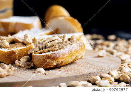 wheat fresh baguette and peanut paste wheat fresh baguette and peanut paste 90766977