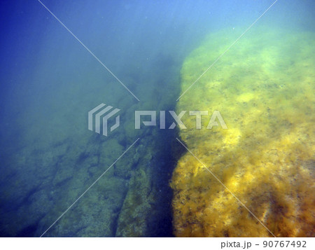 Underwater landscape in the sea. Caspian Sea. 90767492