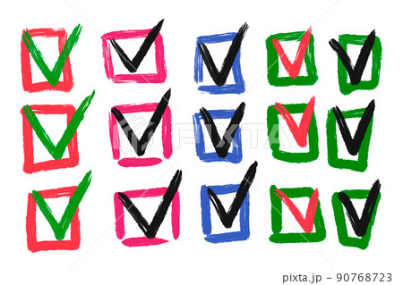 Signs and symbols, check marks in a square Signs and symbols, check marks in a square 90768723