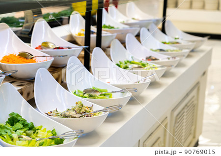 Salad bar with vegetables in restaurant. Healthy food concept 90769015