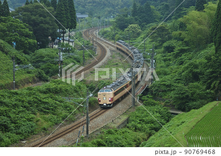 北陸本線　石動ー倶利伽羅　JR西日本　485系　A02編成（京都）　団体 90769468