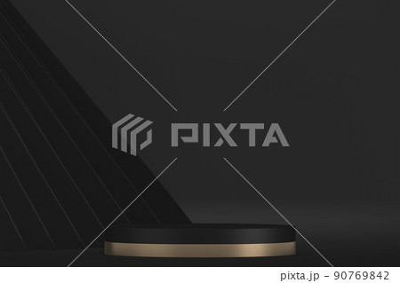 black stage podium for products decoration suitable .3D rendering 90769842
