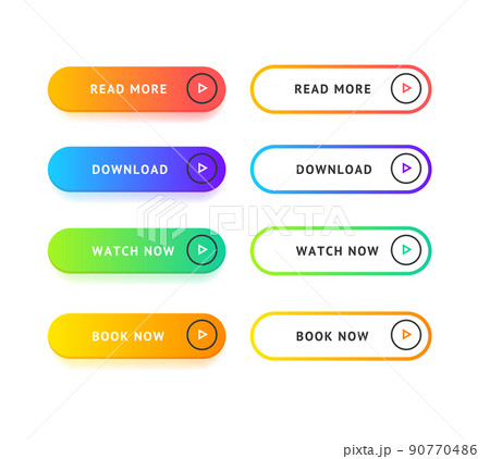 Different Color Ui Interface App Button Set. Vector 90770486