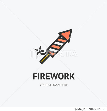 Pyrotechnics Rocket Firework Sign Thin Line Icon Emblem Concept. Vector 90770495