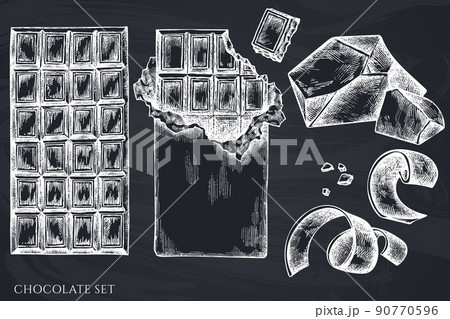 Vector set of hand drawn chalk chocolate Vector set of hand drawn chalk chocolate 90770596