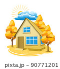 Autumn landscape. House surrounded by trees 90771201