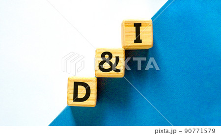 D and I, Diversity and inclusion symbol. Concept words D and I, diversity and inclusion on wooden cubes on beautiful white background. Business, D and I, diversity and inclusion concept. D and I, Diversity and inclusion symbol. Concept words D and I, diversity and inclusion on wooden cubes on beautiful white background. Business, D and I, diversity and inclusion concept. 90771579