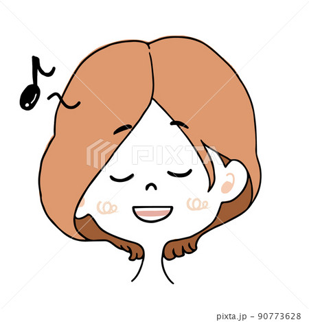 ご機嫌で歌を口ずさんでいる女の子 90773628