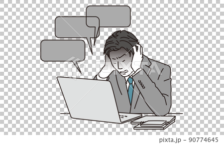 A businessman who has a head in a strict demand 90774645