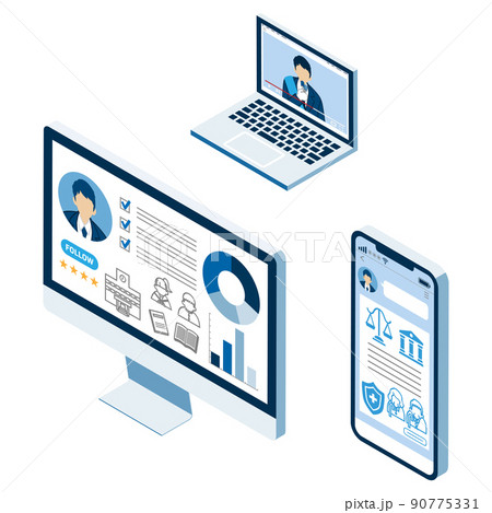 3つのデバイスに表示される男性立候補者の情報 - 選挙 90775331