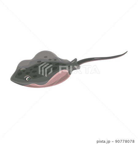 Cartoon stingray fish, underwater ramp aquatic animal. Isolated vector creature with dotted body, wings and long tail. Tropical sea and ocean fauna, sealife manta 90778078