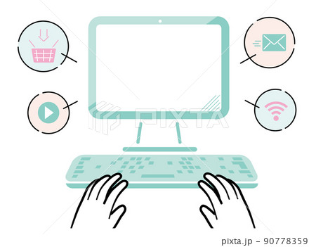 パソコン操作　インターネット　オンラインショッピング 90778359