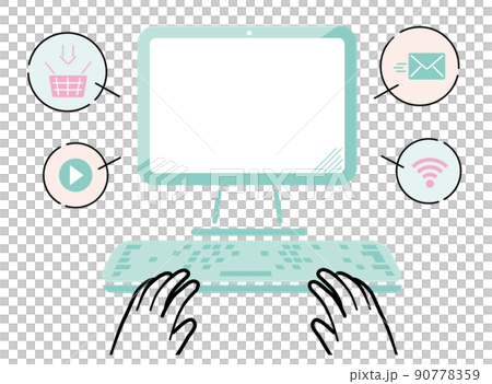 パソコン操作　インターネット　オンラインショッピング 90778359