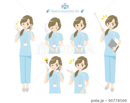 笑顔の看護師の表情イラスト素材 笑顔の看護師の表情イラスト素材 90778500