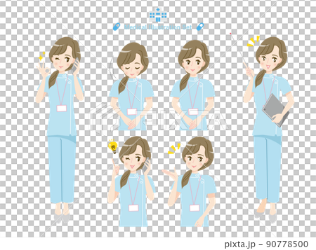 笑顔の看護師の表情イラスト素材 笑顔の看護師の表情イラスト素材 90778500
