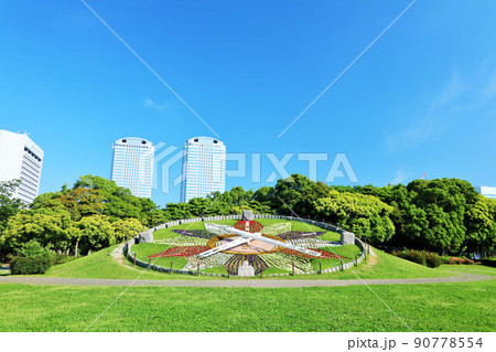 千葉県 幕張海浜公園の花時計の写真素材