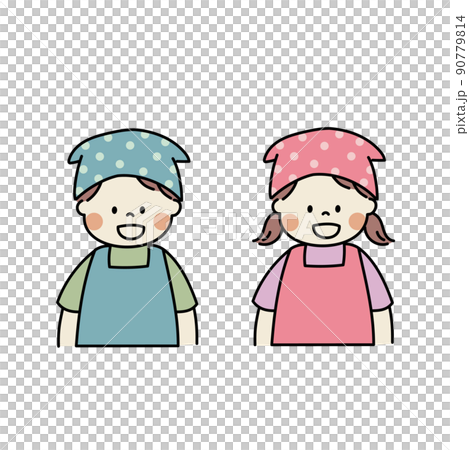 エプロンを着ている子ども 90779814