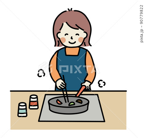 料理をする女性 料理をする女性 90779822