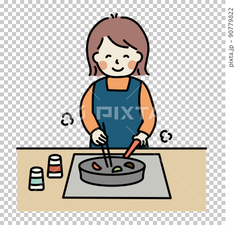 料理をする女性 料理をする女性 90779822