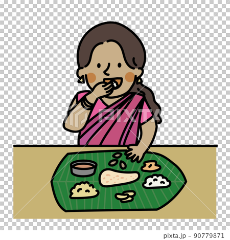 食文化　手で食べる人 90779871
