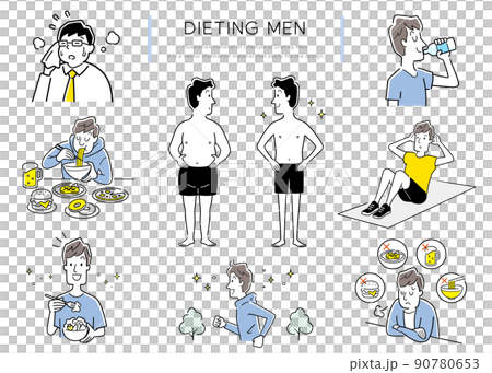 Vector illustration material: Dieting men, person set 90780653