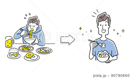 ベクターイラスト素材：食生活の改善、男性 90780660