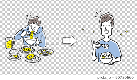 ベクターイラスト素材：食生活の改善、男性 90780660