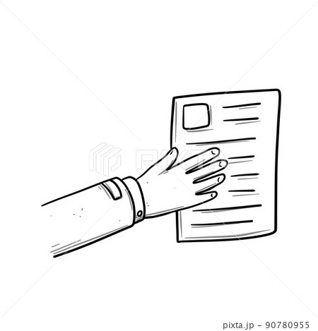 Hand with a list of paper. 90780955
