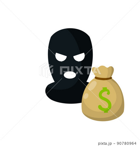 Mask of thief. Robber black Balaclava. 90780964