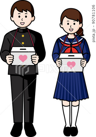 募金活動をする男子と女子 90781106