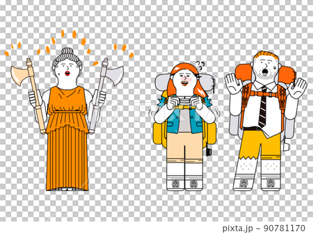 Woman making a request_gold ax 90781170