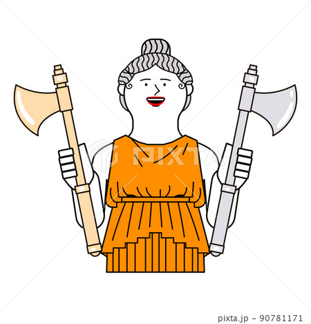 金の斧と銀の斧を持つ神様 金の斧と銀の斧を持つ神様 90781171