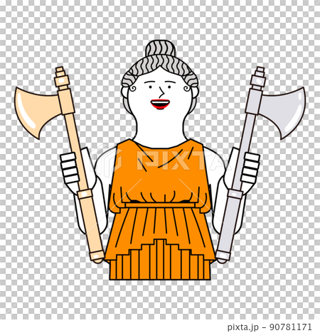 金の斧と銀の斧を持つ神様 金の斧と銀の斧を持つ神様 90781171