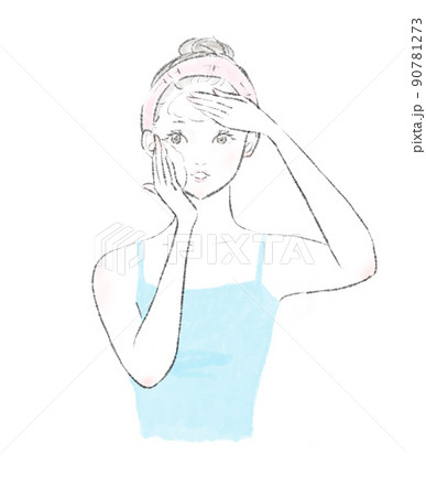 泡で洗顔する女性のイラスト 90781273