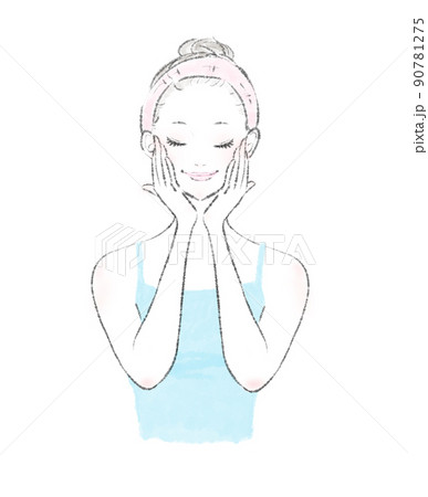 女性のスキンケアのイラスト 90781275