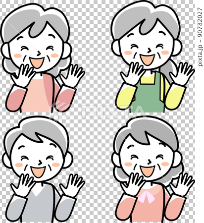 Upper body set of senior women who laugh out loud 90782027