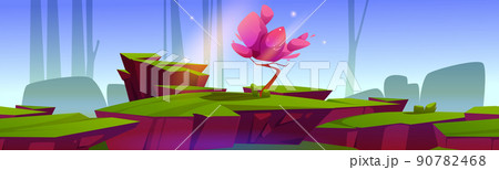 Sakura tree with pink flowers in garden or park 90782468