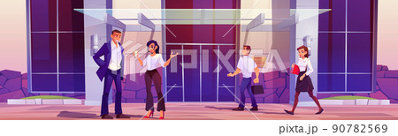 Company employee walk to office in business center Company employee walk to office in business center 90782569