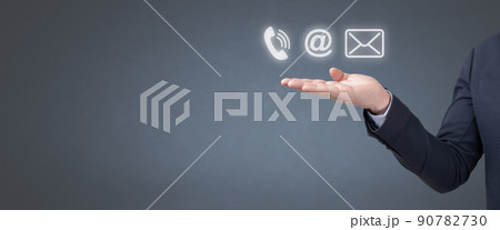 CONTACT US. Technical Support Center Customer Service Internet Business Technology Concept. Contact us or Customer support hotline people connect. banner copyspace 90782730