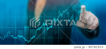timeline chart of the global economic recovery after the crisis caused by the covid pandemic19. World economics graph. Finance concept. Businessman pointing graph growth plan on dark blue timeline chart of the global economic recovery after the crisis caused by the covid pandemic19. World economics graph. Finance concept. Businessman pointing graph growth plan on dark blue 90782954