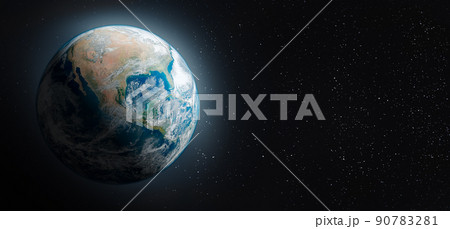 Planet Earth. Earth from outer space. Earth planet viewed from space. Earth in the space. Blue planet for wallpaper. Elements of this image furnished by NASA 90783281