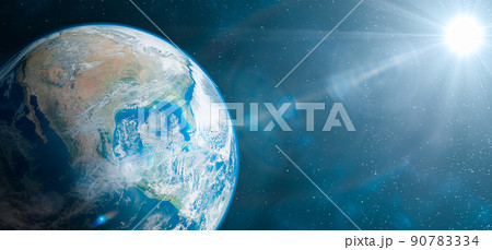 Planet earth and star over stellar background 90783334
